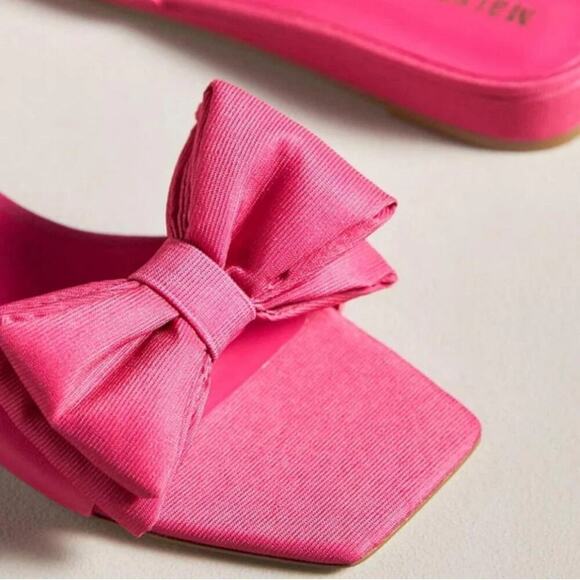 Maeve by Anthropologie Bow Micro Wedge Sandals in Pink Size 8 NEW - Picture 2 of 8